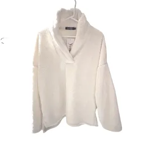 NWT Yeokou‎ Womens Cream Sherpa Fleece Pullover Sweatshirt Cozy Warm L thumbnail 4