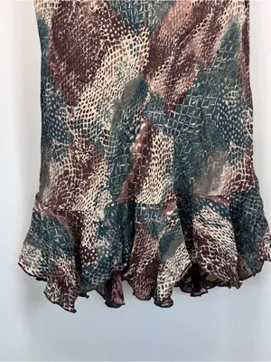 Reversible Floral Animal Midi Skirt 32” L Green Brown Fall Boho Indie Academia thumbnail 6