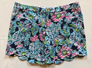 Lilly Pulitzer Buttercup Knit Shorts High Tide Navy Pineapple Paradise Size 12 thumbnail 1