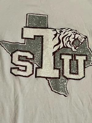 Womens lg Texas Southern University TSU Raglan Baseball Tee Shirt- White & Black thumbnail 3