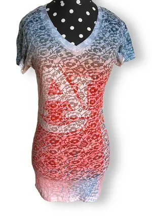 Pressbox Womens Tee Size Large Auburn Blue‎ Orange Burnout Sheer Fitted thumbnail 1