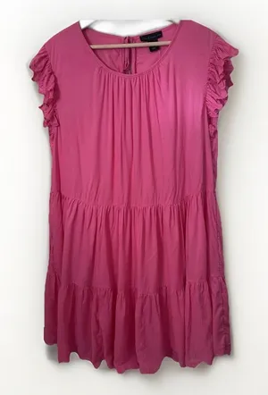 House of Harlow 1960 Dress M Pink Short Flutter Sleeve Babydoll Boho Prairie thumbnail 1