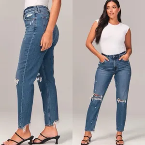 Abercrombie & Fitch‎ The Mom High Rise Distressed Jeans in Blue Size 24 or 00 thumbnail 9