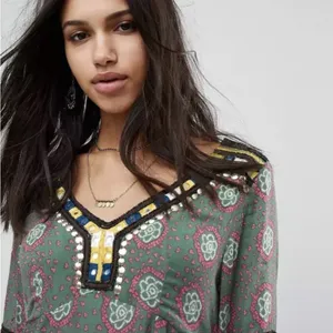 Anthropologie Raga Elena Printed Embroidered Tunic Dress Size Small thumbnail 3