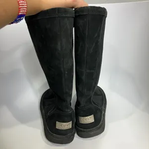 UGG Australia black tall boots side zipper black suede women's size‎ 7 trendy thumbnail 4