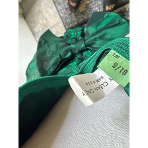 VTG 80s Emerald Green Iridescent Taffeta & Floral Prom Party Dress Whimsigoth thumbnail 8