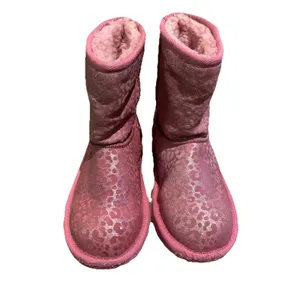 UGG Classic Short Pink Leopard Metallic Boots Womens 5 Sheepskin Lined thumbnail 3