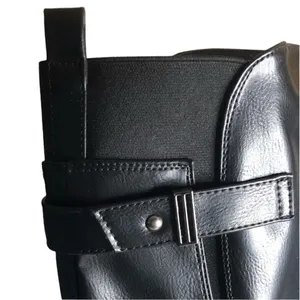 Dream Paris Black Knee High Riding Boots Side Zipper Buckles 1.25 inch Heel Sz 5 thumbnail 6