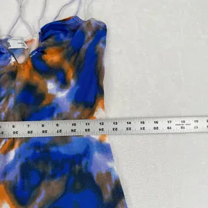 Zara Womens Abstract‎ Watercolor Knit Maxi Dress Blue Orange Strappy Size Medium thumbnail 4