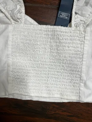 Abercrombie & Fitch White Puff Sleeve Crop Top Medium NWT thumbnail 5