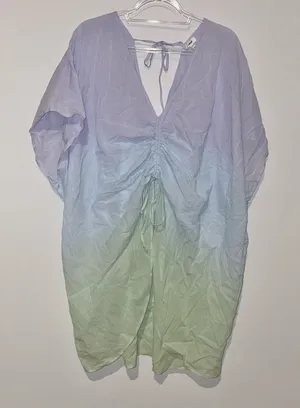 Aerie Front Ruched Cover Up Ombre Purple Blue Green Size Medium‎ thumbnail 1