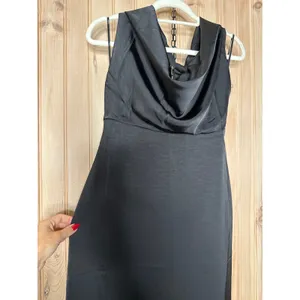 NWT Lulus Carmelo Black Satin Halter Neck Backless Maxi Dress Holiday Party Sz S thumbnail 4