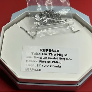 Bomb Party Necklace RBP8640 “Take On The Night” LC Morganite on Rhodium NWT thumbnail 3