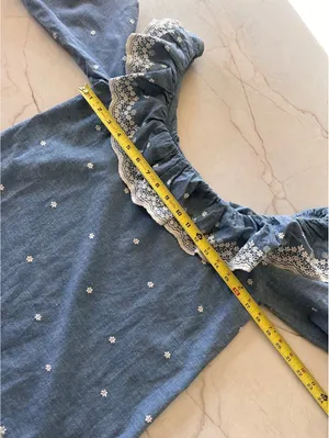 Sézane Embroidered Francesca Blouse Blue Chambray Women’s size 36 US 4 Small thumbnail 9