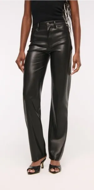 ABERCROMBIE AND FITCH Curve Love Ultra High Rise 90s‎ Straight Leather Pant 28 thumbnail 1