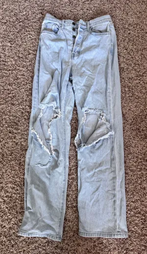 Women’s Light Blue High Waist Ripped Jeans thumbnail 1