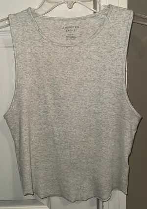 American Eagle Outfitters AE heather Gray high neck daily fave Ribbed Tank Top thumbnail 1