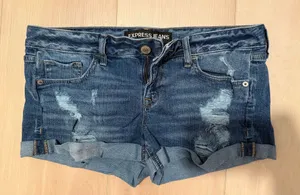 Express jean shorts distressed style Women's Size 8 thumbnail 1