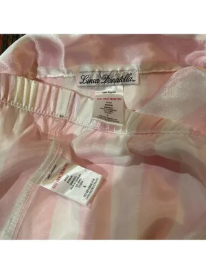 Linea Donatella Pink Stripe Feather‑Trim Pajama Set – Size Large thumbnail 14