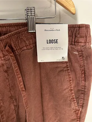 NWT Abercrombie and Fitch loose linen pants brown xl long thumbnail 3
