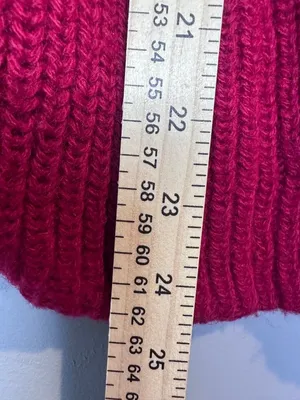 Vintage Epitome Womens Small 100% Wool Cardigan Red Open Front Pocket Sweater thumbnail 5