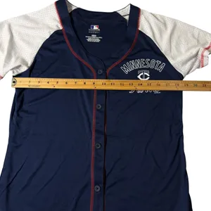 MLB Minnesota Twins Womens Baseball Jersey Navy Blue Medium Sporty NEW thumbnail 5