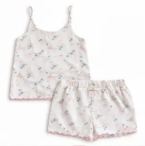 RAE DUNN Womens Pajama Set Sleepwear Tank Shorts Tropical Flamingo Palm‎ Tree M thumbnail 1