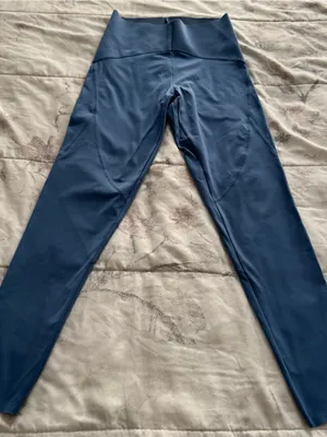 Oysho Sport Comfortlux deep blue High-Waist lettuce hem Performance Leggings, XS thumbnail 14