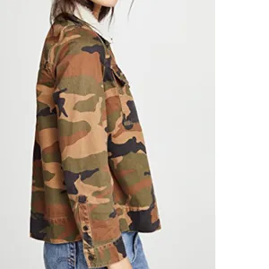 NWT Madewell Northward Camo Army Shirt Jacket Shearling Collar Cotton thumbnail 9