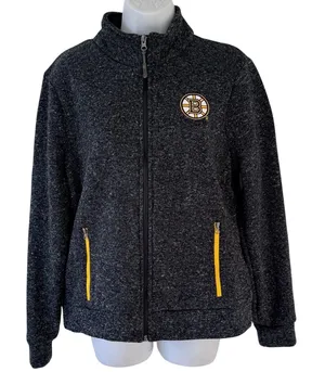 G-III Boston Bruins NHL Hockey Gray Marled Full Zip Jacket Sweatshirt size L thumbnail 1