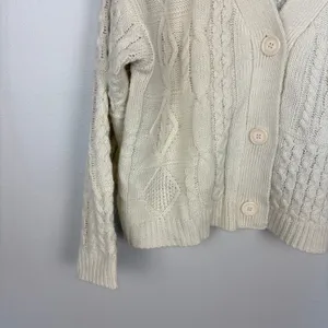 Blu Pepper Cropped Button Down Cardigan Cream Cable Knit Cozy Size Large thumbnail 2