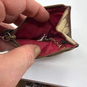 Coach Mini Skinny Brown Signature C Canvas & Leather Coin Ca thumbnail 4