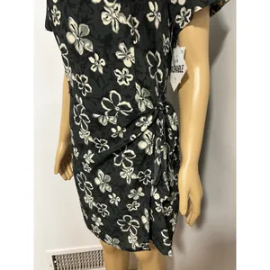 Bentley Vintage Floral Short Sleeve Side Tie Sheath Dress Green Black White 12 thumbnail 3