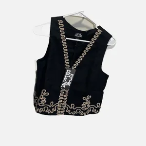 Future Collective Jenee Naylor Black Embroidered Soutache V-Neck‎ Vest Top NWT S thumbnail 3
