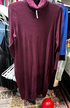 Express Women's Burgundy Long Sleeve Turtleneck Sweater Dress Size XL thumbnail 1