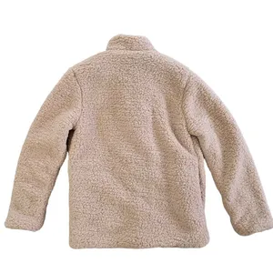 Womens NWOT Beige Sherpa Fleece open front Jacket oversized warm size small thumbnail 3
