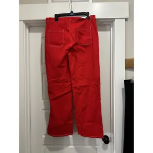 Women Straight Leg Stretch Jeans Size 16 Red Denim Mid Rise Game Day USA Preppy thumbnail 7