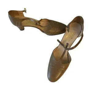 Salvatore Ferragamo vintage strappy heels tan women's size 7.5 thumbnail 1