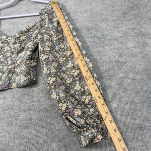 ASTR The Label Size-M Crop Top Brown Peach Floral Smocked Corset thumbnail 7