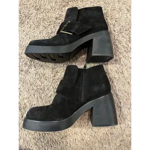 Vagabond Brooke Black‎ Suede Chunky Platform Ankle Boots Square Toe Buckle 7 thumbnail 7