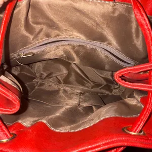 Red faux leather backpack bag thumbnail 6