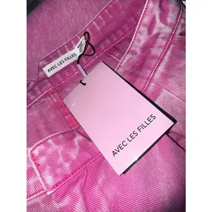 AVEC LES FILLES High Waist Wide Leg Jeans Bubble Gum Pink pleated SZ-30 thumbnail 5