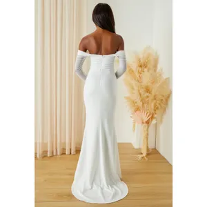 NWT Lulus Forever Remarkable White Bustier Off-the-Shoulder Maxi Dress Bridal XS thumbnail 3