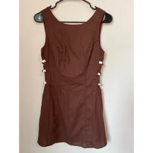 New Paper Hearts Brown Mini Dress Beaded Side Detail Size XS thumbnail 2