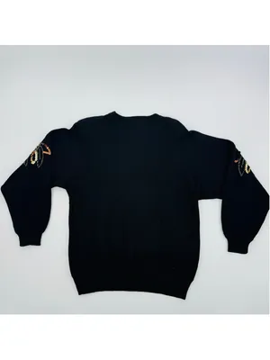 1980’s Christine Gerard Black Gold Sequin Beaded Embellished Sweater Size S thumbnail 2