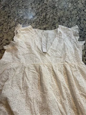 Eyelet Mini Dress in Off thumbnail 4