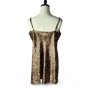 Morgan Taylor Leopard Print Slip Nightgown Cami Dress Black‎ Lace Trim Valentine thumbnail 2