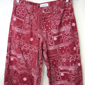 Daydreamer LA Red Bandana Patchwork Low Rise Baggy Relaxed Fit Denim Jeans 7/28 thumbnail 3