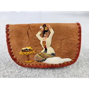 Vtg Handmade MANDALAY BURMA Leather Wallet Change Coin Purse Burmese‎ souvenir thumbnail 2