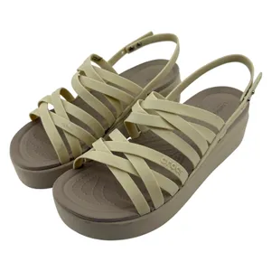 Crocs Brooklyn Strappy Low Wedge Sandal Bone Cream‎ Women 9 Comfort LiteRide Y2K thumbnail 1